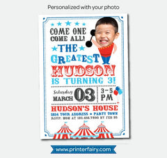 Personalized Carnival Birthday Invitation, Circus Party (Digital Download)