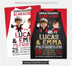 Magic Show Birthday Invitation Personalized for two children, Digital Printable Design