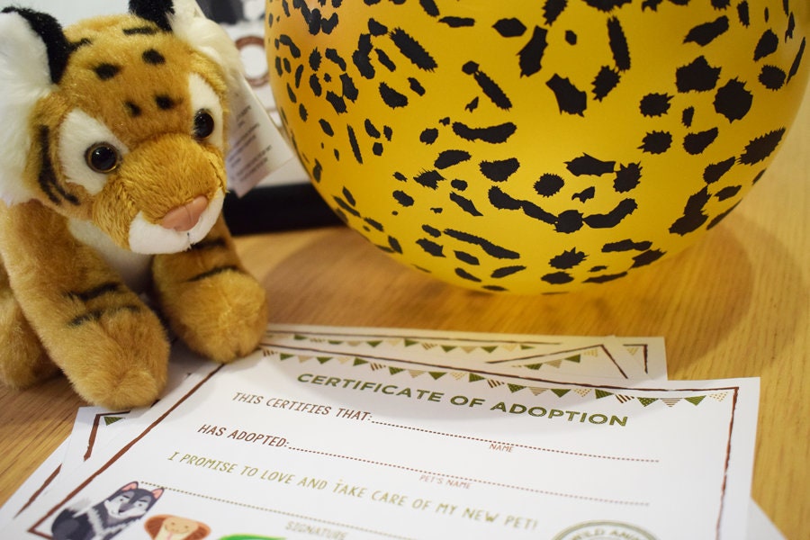 Adopt a Wild Animal Sign & Certificate, Safari Party (Printable PDF)