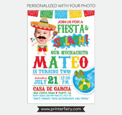 Fiesta Pool Birthday Invitation with Photo (Digital Invitation)