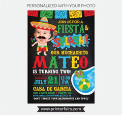 Fiesta Pool Birthday Invitation with Photo (Digital Invitation)