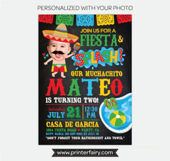 Fiesta Pool Birthday Invitation with Photo (Digital Invitation)