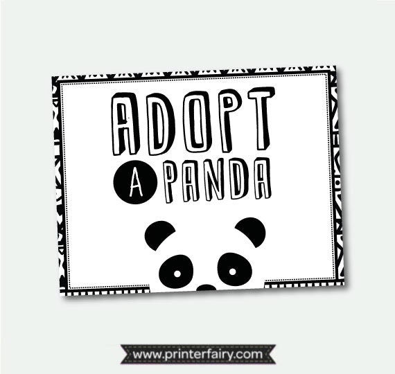 Panda Adoption Certificate, Birthday Party Printables (Instant Download)