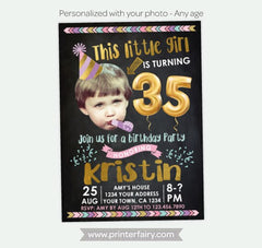 Adult Birthday Invitation Personalized with Photo for any age, Digital Printable Design