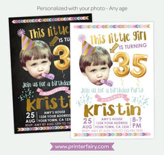 Adult Birthday Invitation Personalized with Photo for any age, Digital Printable Design