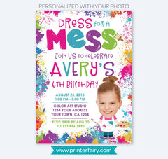 Personalized Photo Art Birthday Party Invitation (Digital Printable)