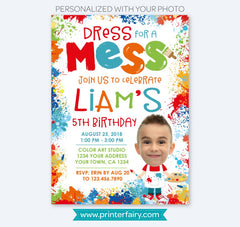 Photo Art Birthday Invitation, Painting Party Invites (Digital Printable)