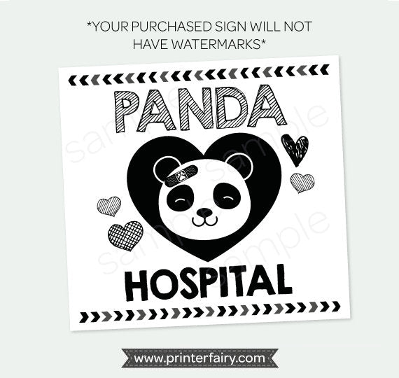 Panda Hospital Sign, Check-Up, Pet Adoption Party (Digital Download)