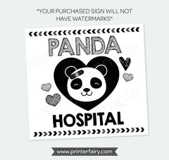 Panda Hospital Sign, Check-Up, Pet Adoption Party (Digital Download)
