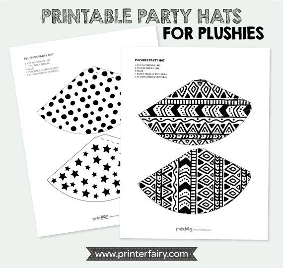 Printable Mini Hats for Plushies, Panda Party Sign (Digital Download)