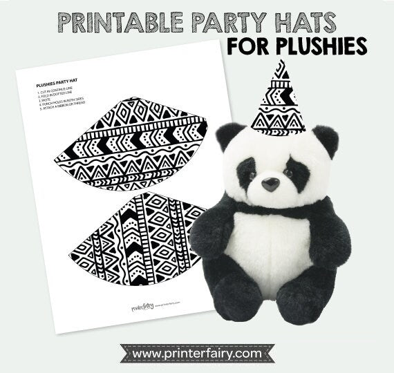 Printable Mini Hats for Plushies, Panda Party Sign (Digital Download)