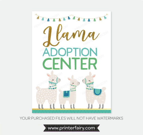 Llama Adoption Center Sign and Certificate, Adopt a Llama, Printable Item DIGITAL, Instant Download