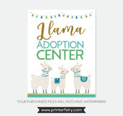 Llama Adoption Center Sign and Certificate, Adopt a Llama, Printable Item DIGITAL, Instant Download