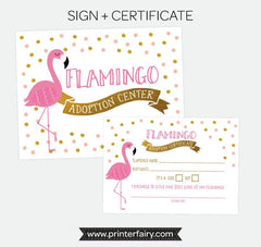 Flamingo Adoption Party Printables, Luau Birthday Games, Adoption Certificate (Instant Download)