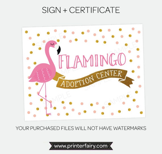 Flamingo Adoption Party Printables, Luau Birthday Games, Adoption Certificate (Instant Download)