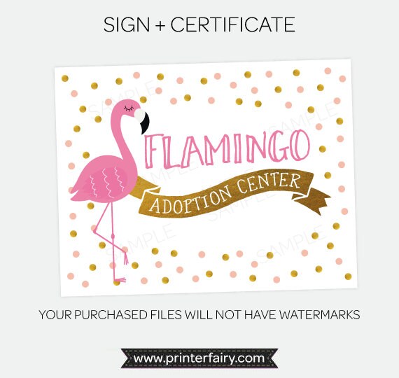 Flamingo Adoption Party Printables, Luau Birthday Games, Adoption Certificate (Instant Download)