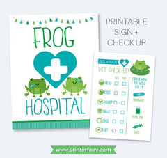 Frog Hospital Sign, Vet Checkup, Adoption Certificate (Printable Download)