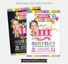 Personalized Candy Shop Birthday Invitation with Photo (Digital)