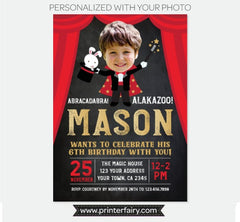 Personalized Magic Show Birthday Invitation with Photo (Digital)