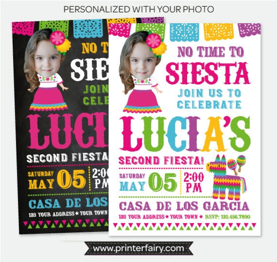 Fiesta Birthday Invitation with Photo, Cinco de Mayo, Senorita (Digital)