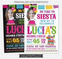 Fiesta Birthday Invitation with Photo, Cinco de Mayo, Senorita (Digital)