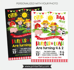 Farm Birthday Invitation with Photo, Barnyard Party (Digital Invitation)