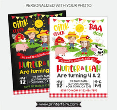 Farm Birthday Invitation with Photo, Barnyard Party (Digital Invitation)