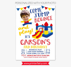 Bounce House Birthday Invitation with Photo, Personalized Digital or Printable Design