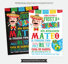 Fiesta Pool Birthday Invitation with Photo (Digital Invitation)