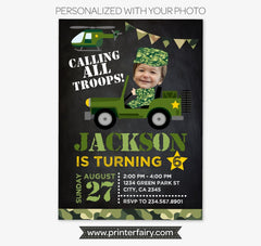 Army Birthday Invitation Personalized with Photo | Military Party Invite Digital or Printable Design