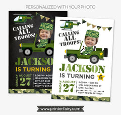 Army Birthday Invitation Personalized with Photo | Military Party Invite Digital or Printable Design