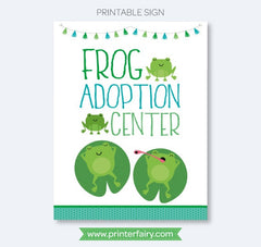 Frog Adoption Party Sign and Certificate (Printable)