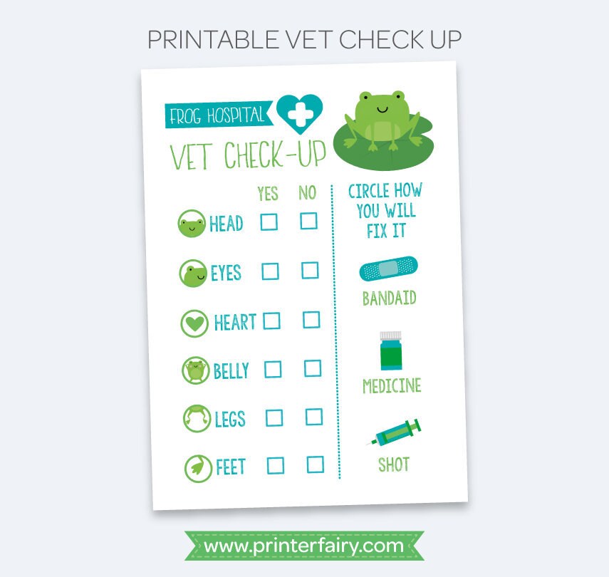 Frog Hospital Sign, Vet Checkup, Adoption Certificate (Printable Download)