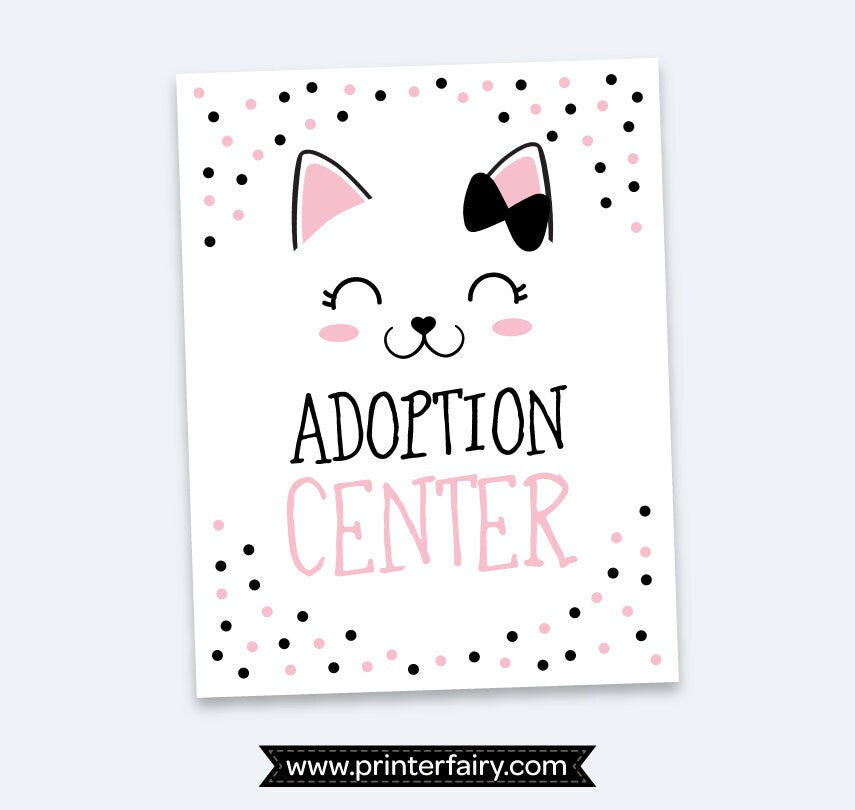 Kitten Adoption Party Sign and Certificate (Instant Download)