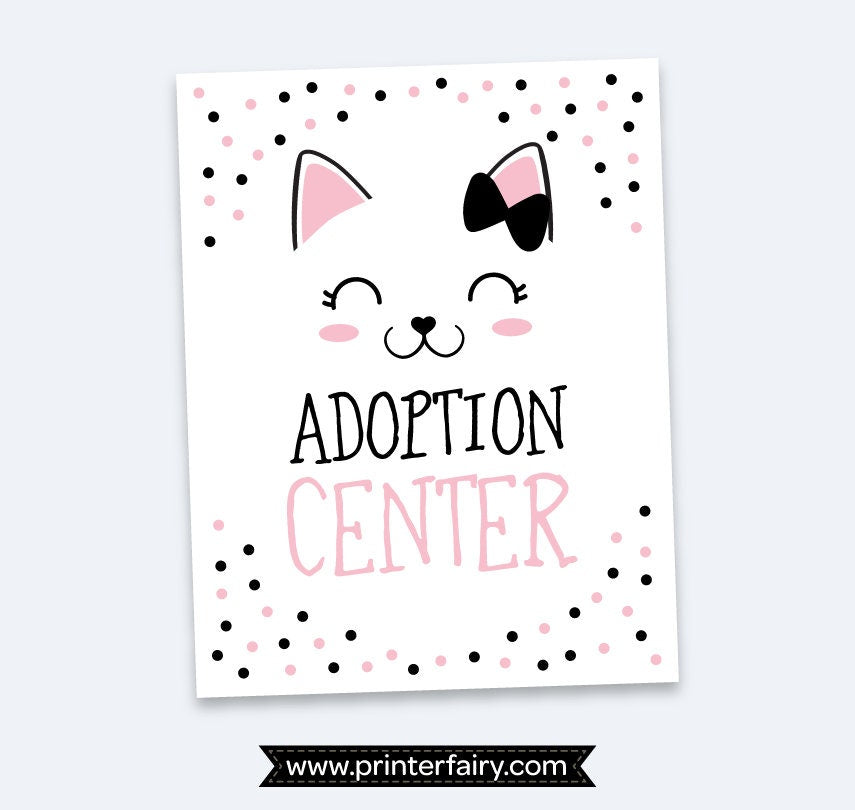 Kitten Adoption Party Sign and Certificate (Instant Download)
