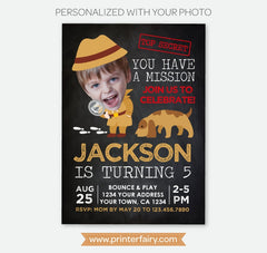 Detective Birthday Invitation with Photo, Secret Agent Spy Party (Digital Invitation)