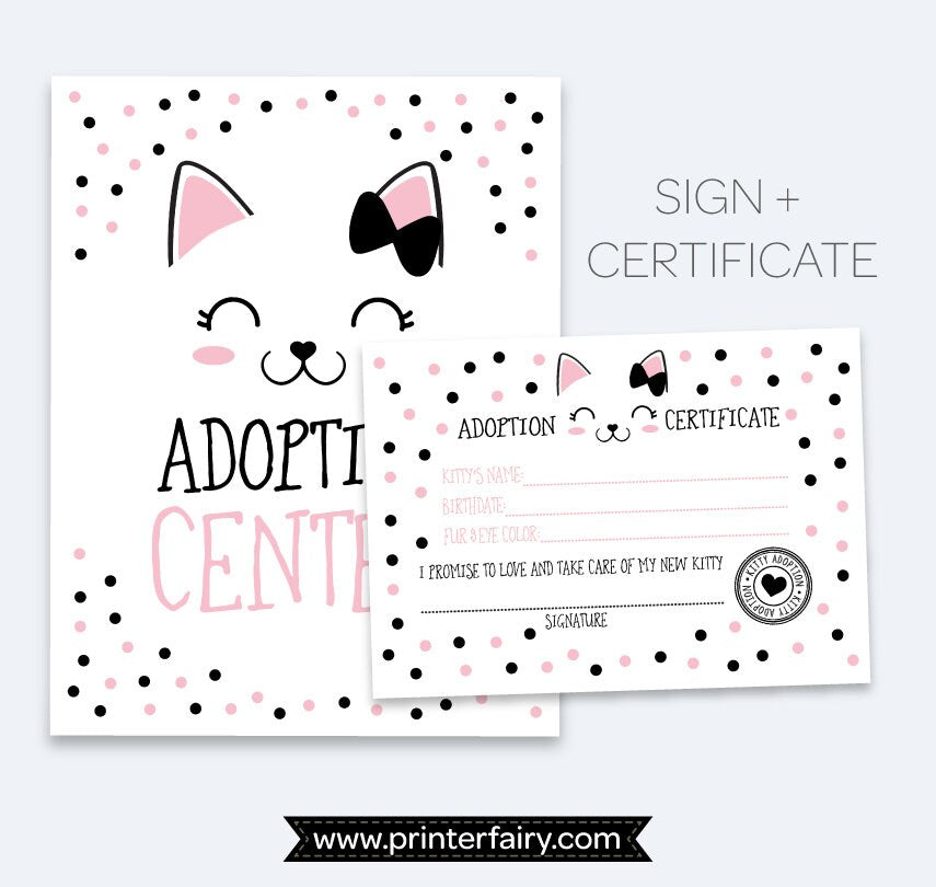 Kitty Cat Adoption Party Package, Printable Decor (Instant Download)
