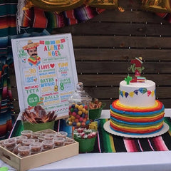 Fiesta First Birthday Chalkboard Sign with Photo, Mexican Theme (Digital Download)
