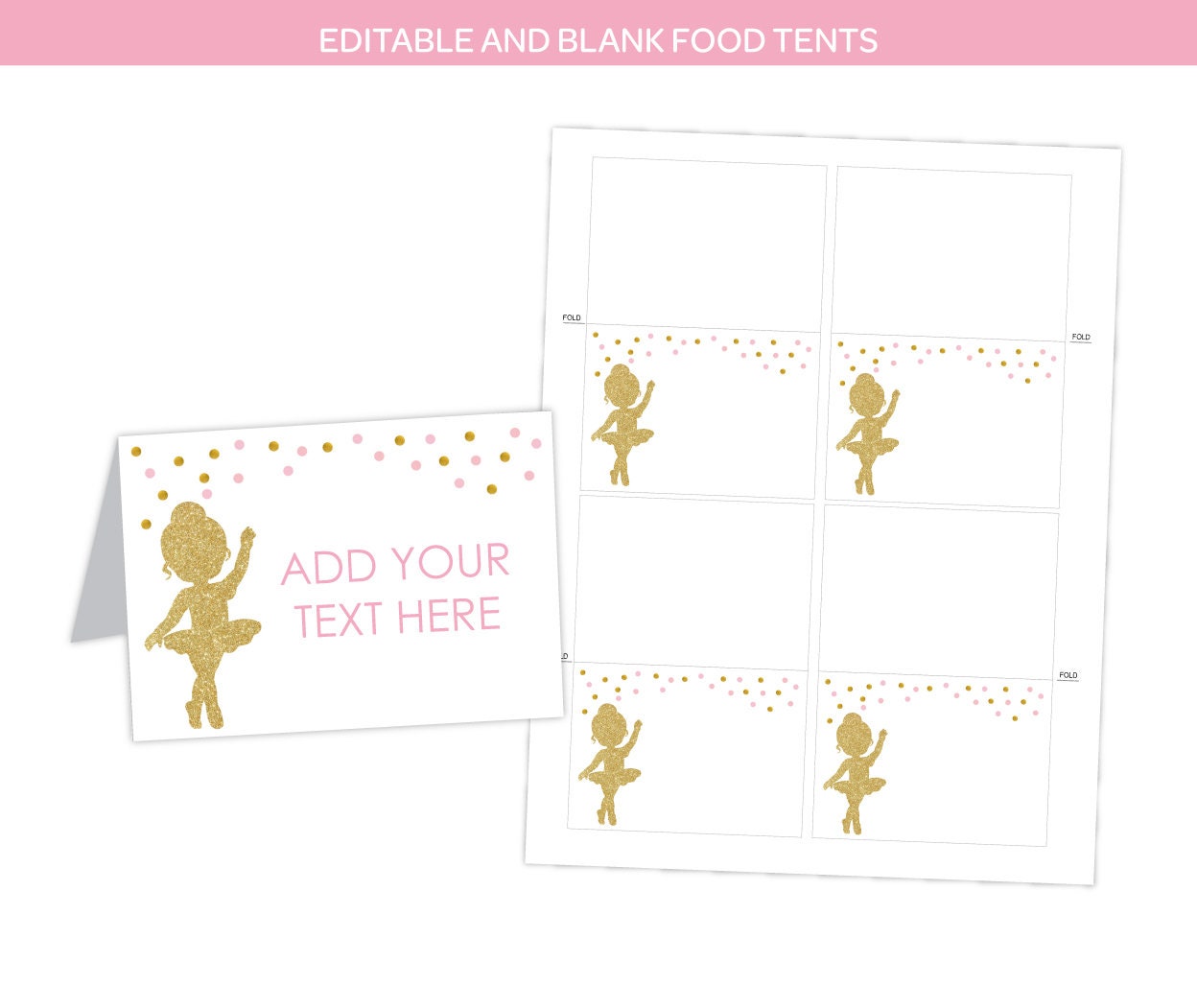 Ballerina Birthday Party Decor Bundle | Pink & Gold Ballet Decorations | Printable Birthday Set | Instant Download