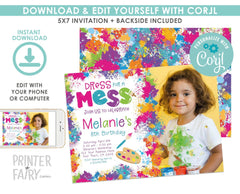 Editable Art Birthday Invitation, Painting Party (Digital Invite)