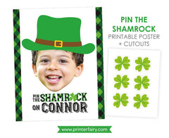 Pin the shamrock game, St Patricks day party game DIGITAL Personalized item