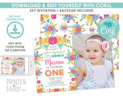 Editable Fiesta 1st Birthday Invitation, Little Senorita (Digital Invite)