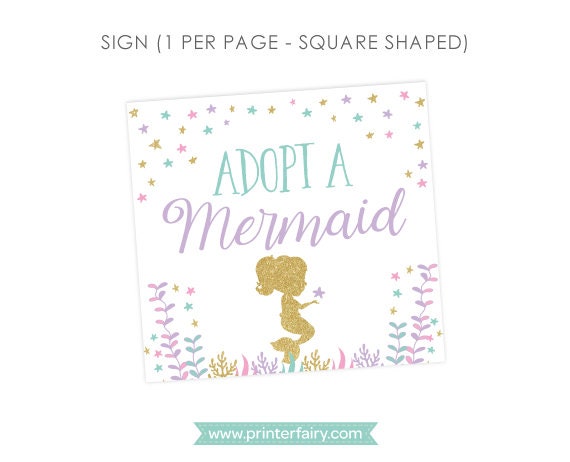 Mermaid Adoption Center Sign and Certificate (Digital Download)