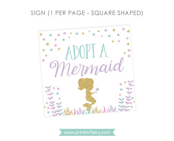 Mermaid Adoption Center Sign and Certificate (Digital Download)