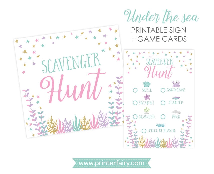 Mermaid Scavenger Hunt Game, Under the Sea Party (Digital Download)