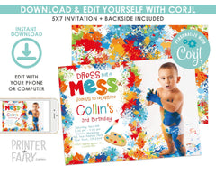 Editable Art Birthday Invitation with Photo (Digital Invite)