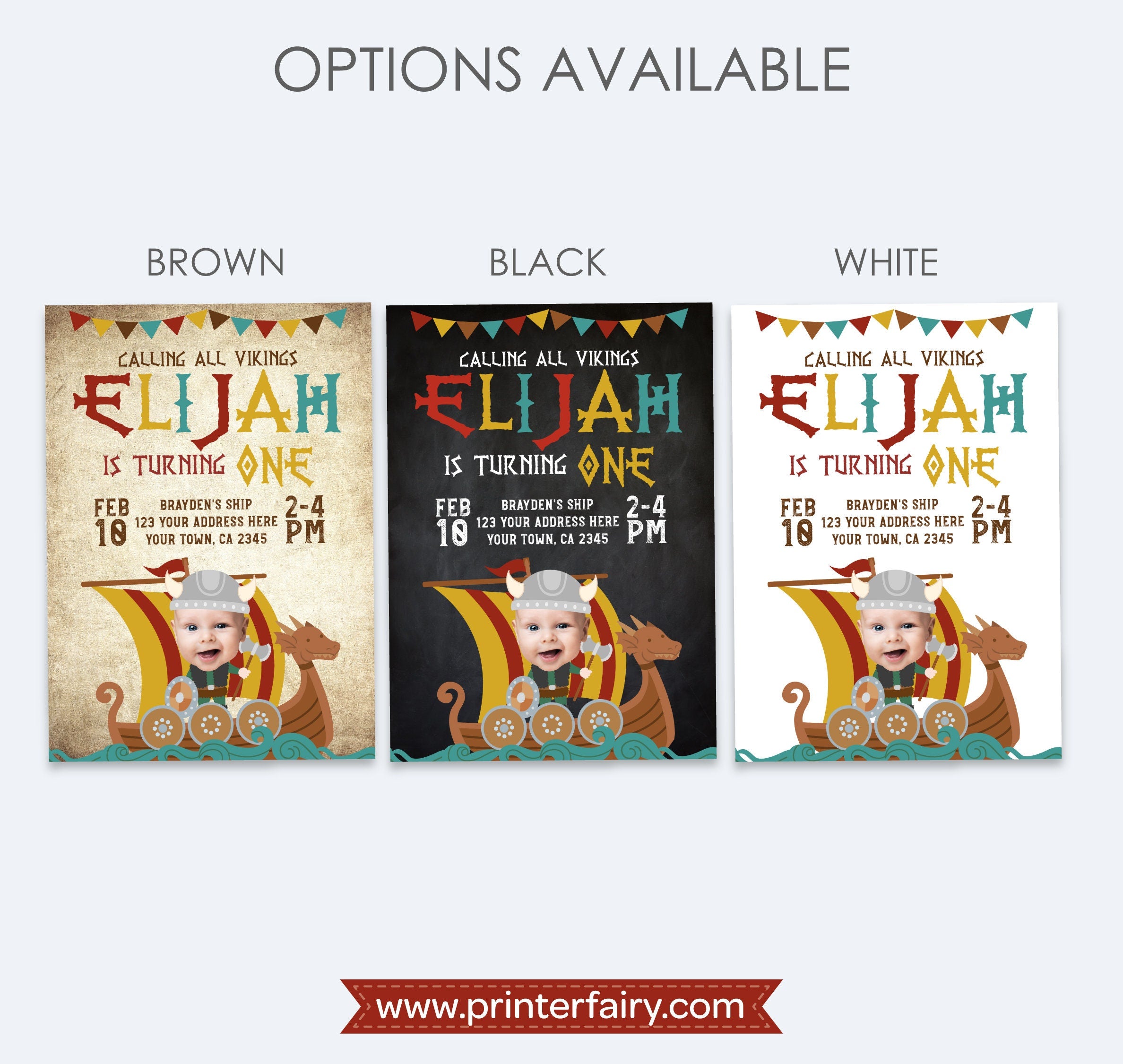 Personalized Viking Birthday Invitation with Photo (Digital)