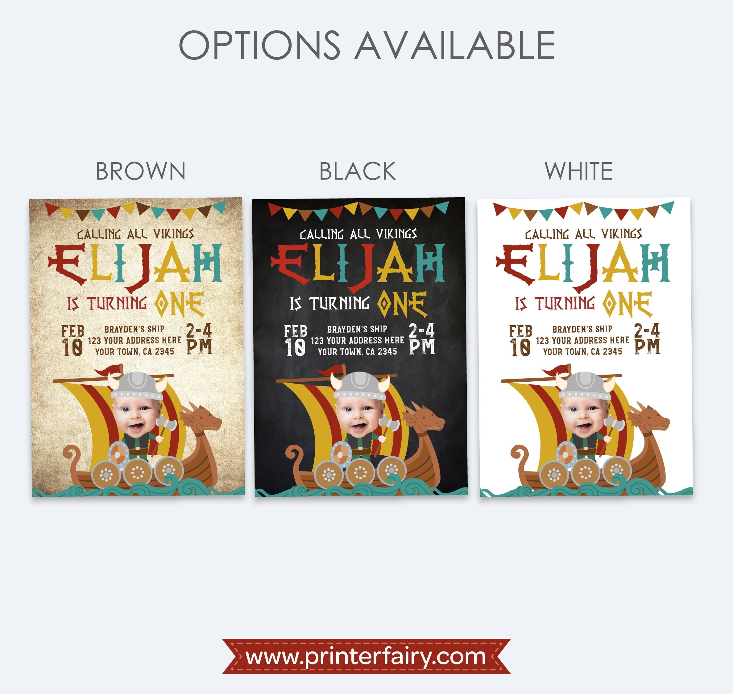 Personalized Viking Birthday Invitation with Photo (Digital)
