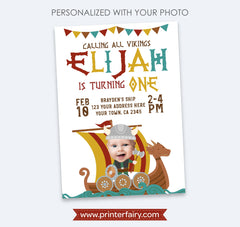 Personalized Viking Birthday Invitation with Photo (Digital)
