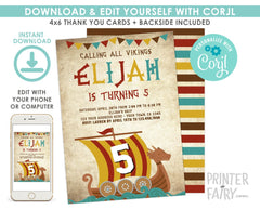 Viking Birthday Invitation, Editable Dragon Party Invite (Digital)